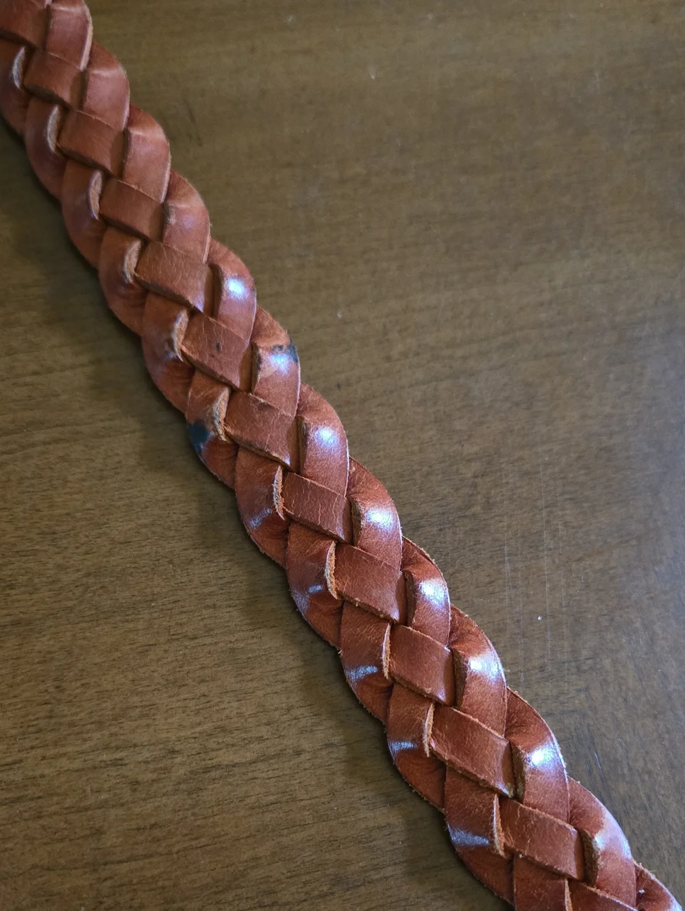 Braided Leather Women Belt - Chestnut Brown - Picture 4 of 6